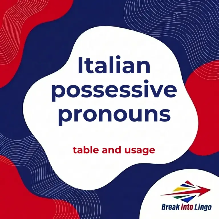 Possessive pronouns in Italian: table, article and proprio